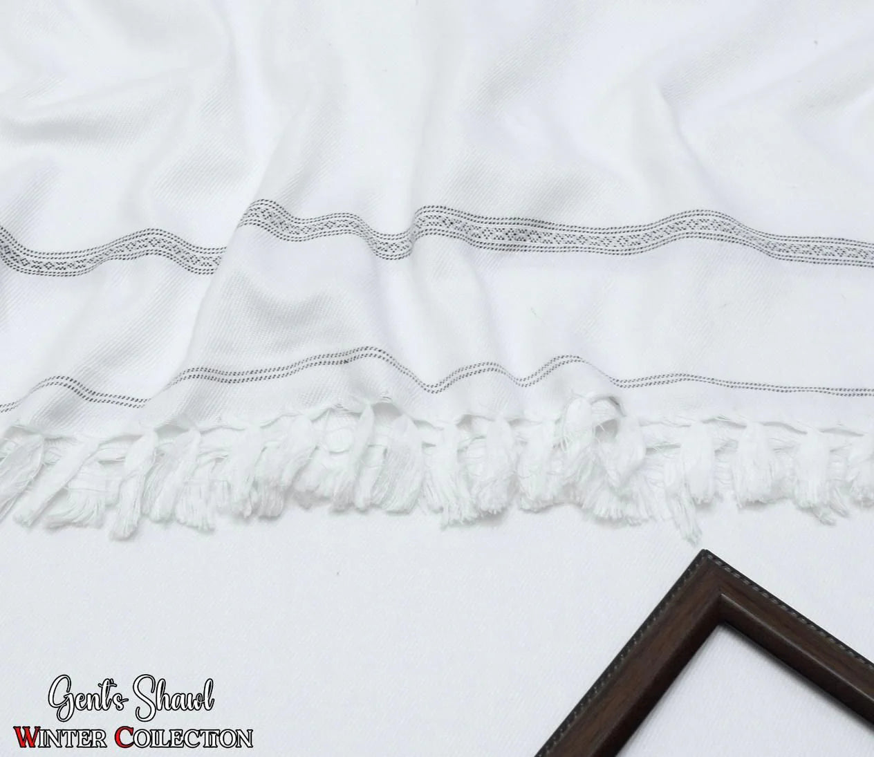 Men's Winter Wool shawl-white 810